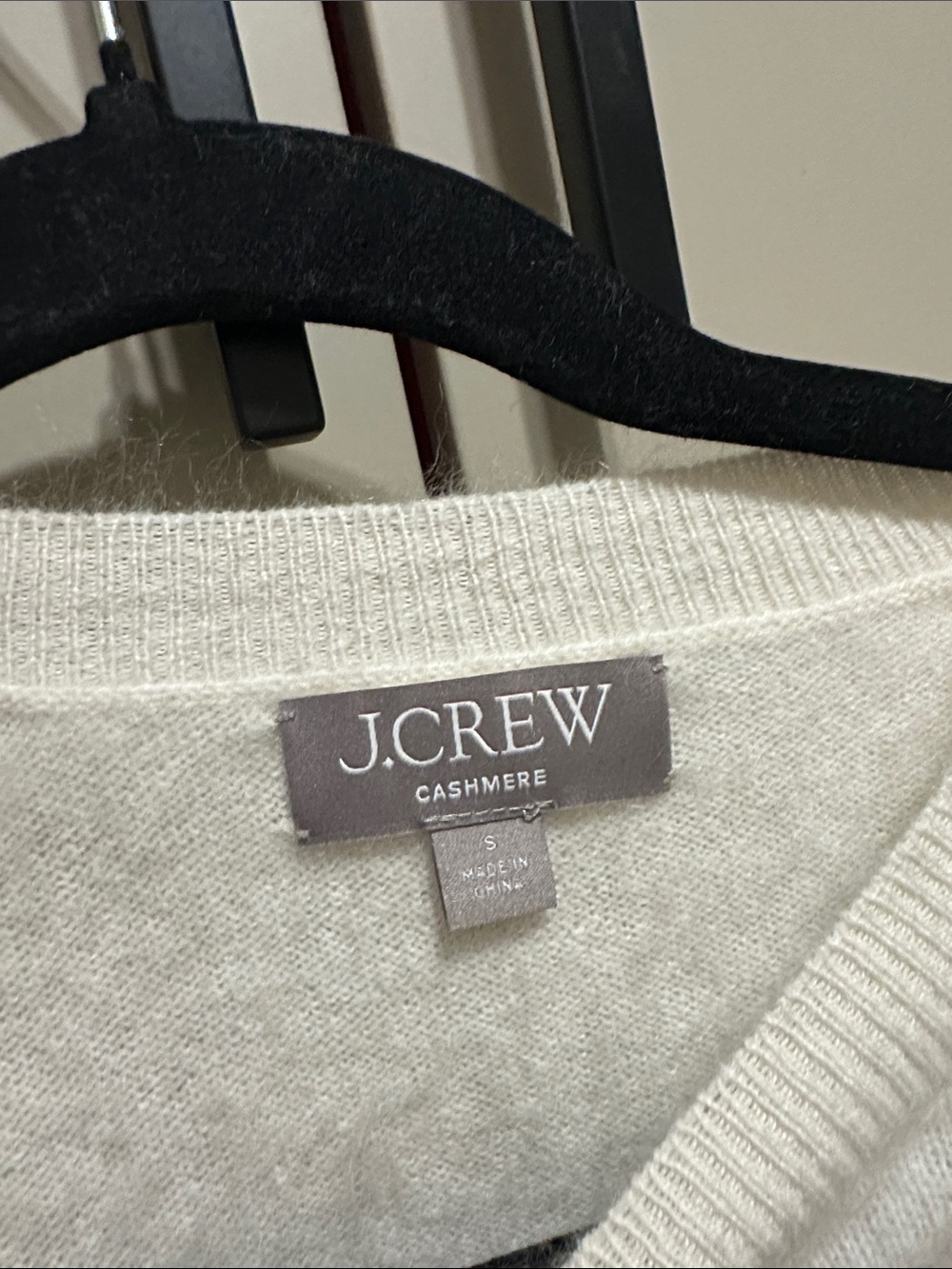 J. Crew cashmere Cream Crewneck Sweater with Black Floral Motif - Picture 5 of 6